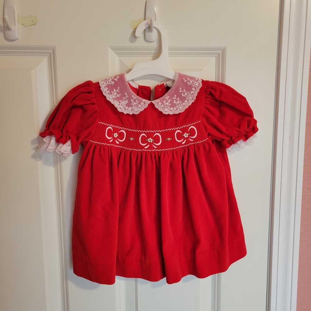 Red Baby Dress with Lace Collar